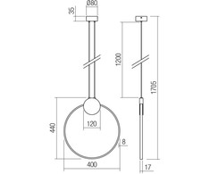11W LED pakabinamas šviestuvas ATOM, juodos/žalvario sp., 3000K