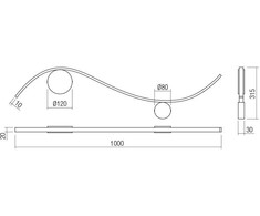 11W LED sieninis šviestuvas WAVE, žalvario sp., 3000K