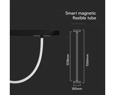 V-tac 11W LED SMART šviestuvas į magnetinius bėgelius, 48V, juodas, 3000-6500K