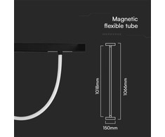 V-tac 11W LED šviestuvas į magnetinius bėgelius, 48V, juodas, 3000K