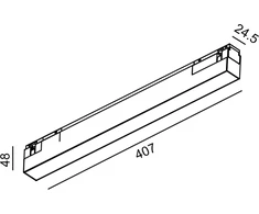 11W LED šviestuvas LINEA 407 į magnetinę sistemą IN_LINE, juodu korpusu, 3000K, 48V, 110°, DALI, 4x