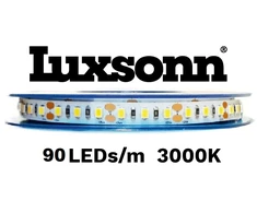 11W/m LED juosta LUXSONN, BRIDGELUX diodai, 90 LED/m, 12V, 3000K, 5m ritė