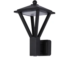 Sieninis šviestuvas 12+3W LED sieninis fasado šviestuvas BONS, juodas, 3000K, IP54