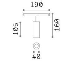 Pakabinamas šviestuvas Ideal Lux Magnetinis šviestuvas Ego Track Single 12W 3000K Dali Wh