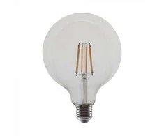V-tac 12W LED filamentinė lemputė, E27, G125, skaidri, 4000K