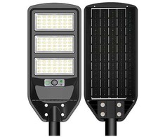12W LED gatvės šviestuvas su saulės baterija, juodas, 6000K