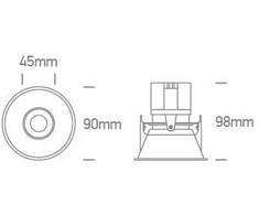 12W LED įleidžiamas, pakreipiamas šviestuvas, juodas, 3000/3500/4000K, dimeriuojamas, 11111C/B/V