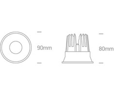 12W LED įleidžiamas šviestuvas, juodas, 3000K, 10112TD/B/W