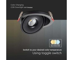 V-tac 12W LED įleidžiamas šviestuvas, juodas, 3000-6400K