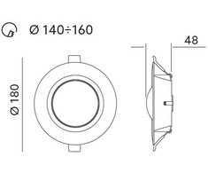 12W LED įleidžiamas šviestuvas SATURN, baltas, 4000K