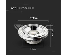 V-tac 12W LED lemputė, G53, AR111, 12V, 3000K