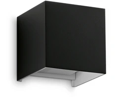 Sieninis šviestuvas Ideal Lux 12W LED sieninis fasado šviestuvas ATOM, juodas, 3000K, IP54, 313450