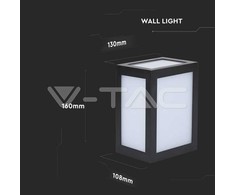 V-tac 12W LED sieninis šviestuvas, juodas, 3000K
