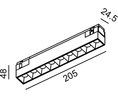 12W LED šviestuvas COMFORT 205 į magnetinę sistemą IN_LINE, juodas, 3000K, 36°, DALI, 4x