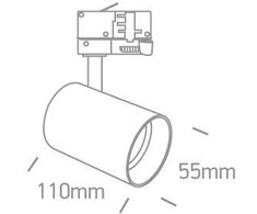 12W LED šviestuvas į bėgelius, juodas, 3000K, 65524T/B/W
