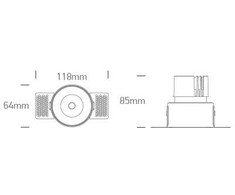 12W LED užglaistomas šviestuvas, juodas, 3000/3500/4000K, dimeriuojamas, 10112BTR/B/V