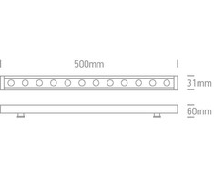 12x1W LED linijinis sienų šviestuvas, pilkas, 4000K, 7055A/C