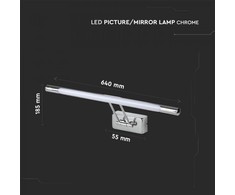 Sieninis šviestuvas V-tac 13W LED paveikslų/veidrodžio šviestuvas, chromo sp., 3000K