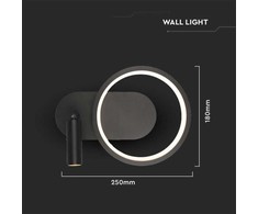 V-tac 14W LED sieninis šviestuvas, juodas, 4000K
