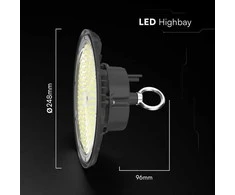 150W LED UFO sandėlio šviestuvas, juodas, 6500K