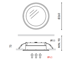15.5W LED įleidžiamas šviestuvas DROP, 3000K (šiltai balta), IP43, baltas.