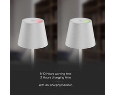 V-tac 1,5W LED įkraunamas stalo šviestuvas, baltas, 3000K, dimeriuojamas, IP54