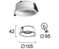 15W LED įleidžiamas šviestuvas LUIGI, baltas, 3000/4000/6500K, 4335000