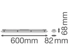 15W LED linijinis šviestuvas DP 600, pilkas, 3000K, DALI, IP66