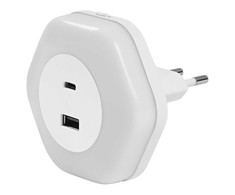 15W LED naktinis šviestuvas LUNETTA, baltas, 3000K, su šviesos jutikliu