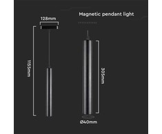 V-tac 15W LED pakabinamas šviestuvas į magnetinius bėgelius, juodas, 4000K