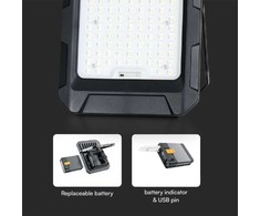 V-tac 15W LED prožektorius su saulės baterija, juodas, 4000K