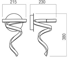 15W LED sieninis šviestuvas SCROLL, matinės bronzos sp., 3000/4000/6000K, dimeriuojamas, 01-4005