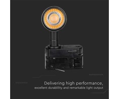 V-tac 15W LED šviestuvas į 3 fazių bėgelius, juodas, 3000K, SAMSUNG LED chip