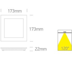 16W LED įleidžiama panelė, balta, 3000/4000/5700K, 50116FA/W/V
