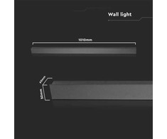 V-tac 16W LED linijinis sieninis šviestuvas, antracito sp., 3000K, IP65