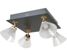 Lubinis šviestuvas 16W LED paviršinis šviestuvas ORELLA, juodos/aukso sp./skaidrus, 3000K