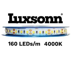 16W/m LED juosta LUXSONN, DC 24V, 160 LED/m, 4000K, IP20, BRIDGELUX diodai, 5m ritė