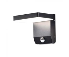 Sieninis šviestuvas V-tac 17W LED sieninis lauko šviestuvas, juodas, 4000K, IP65, su judesio davikliu