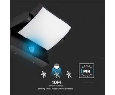 V-tac 17W LED sieninis lauko šviestuvas, juodas, 3000K, IP65, su judesio davikliu