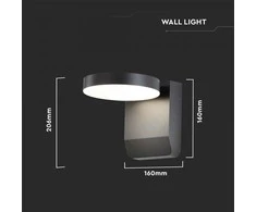 V-tac 17W LED sieninis lauko šviestuvas, juodas, 3000K, IP65