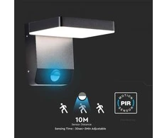 Sieninis šviestuvas V-tac 17W LED sieninis lauko šviestuvas, juodas, 4000K, IP65, su judesio davikliu