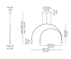 18,6W LED pakabinamas šviestuvas VOLTA, juodas, 3000K, dimeriuojamas