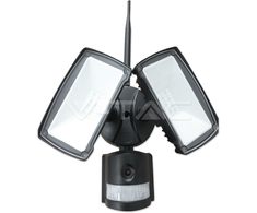 18W LED juodas prožektorius su judesio davikliu V-TAC (SMD LED), WIFI, kamera, 6000K