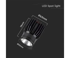 V-tac 18W LED modulis/įleidžiamas šviestuvas, juodas, 3000K