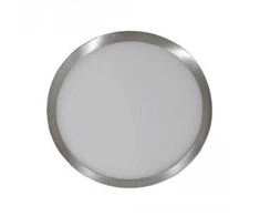 Bikuvalt 18W LED paviršinė panelė V-TAC, šviesaus satino nikelio, apvali, 3000K (šiltai balta)