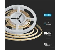 V-tac 18W/m COB LED juosta, 560LED/m, 24V, 2700/4000/6500K, 5 metrų ritė