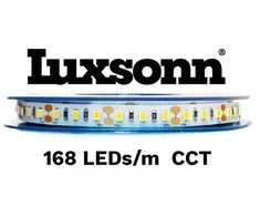 19,2W/m LED juosta LUXSONN, BRIDGELUX diodai, 2700K-6500K, DC24, IP20, 168 LED/m, CRI80, 5m ritė