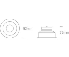 1W/3W LED įleidžiamas pakreipiamas šviestuvas, juodas, 3000K, 11103B/B/W