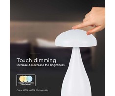 V-tac 1W LED įkraunamas stalinis šviestuvas, baltas, 3000/6000K, dimeriuojamas