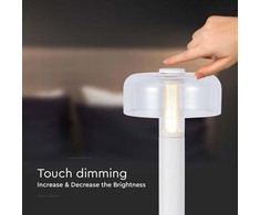 V-tac 1W LED įkraunamas stalinis šviestuvas, baltas, 3000K, dimeriuojamas